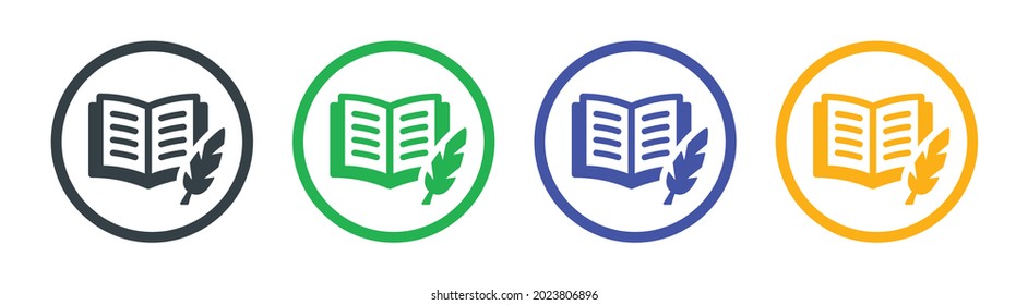 Literature with quill icon vector illustration. Writing symbol