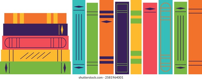 Literature for reading. Books in flat style. Isolated vector illustration.