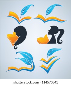 literature, reading, writing and poetry, vector collection of symbols and icons