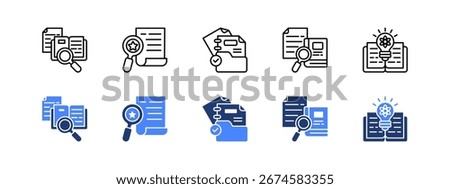 Literature review, Documentation, Reference, Theories, Methodology, 2 style line and duotone.