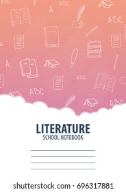 Literature School Notebook template. Back to School background. Education banner
