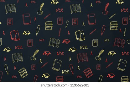 Literature School subject with hand-draw doodles. Education banner. Vector illustration
