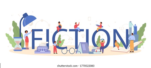 Literature school subject typographic header concept. Webinar, course and lesson. Idea of education and knowledge. Study ancient writer and modern novel. Vector illustration in flat style