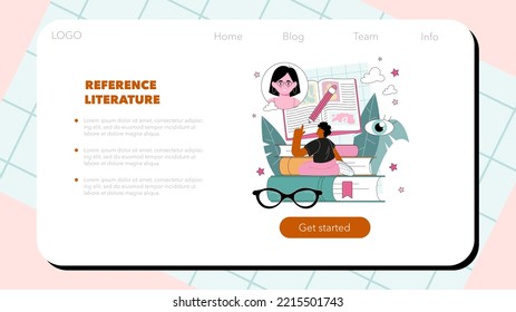 Literature school subject web banner or landing page. Study ancient writer and modern novel. Prose and poetry work lesson. Literary academic course. Flat vector illustration