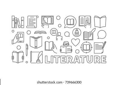 Literature vector illustration made with book and education outline icons