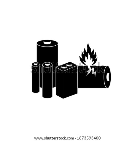 Lithium Batteries Black Icon, Vector Illustration, Isolate On White Background Label. EPS10