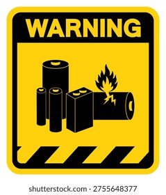 Lithium Batteries Warning Sign, Vector Illustration, Isolate On White Background Label.EPS10