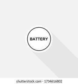 Lithium button cell battery, Watch battery, Coin cell, Vector design of flat icon on isolated background.