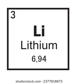 Lithium-Chemical-Element-Symbol Vektorbild-Illustration einzeln auf weißem Hintergrund