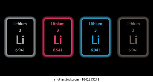 Lithium Chemical Symbol, Glow Effect, Color Collection