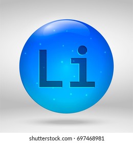 Lithium - Element Of The Periodic Table. Vector 3D Glossy Drop Pill Capsule Icon