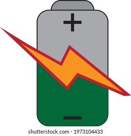 A lithium ion battery being charged and half full - Illustration 
