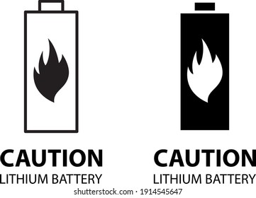 lithium ion battery Caution icon