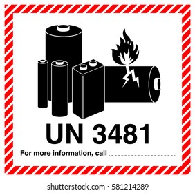 Lithium Ion Battery Shipping Label Vector Stock Vector Royalty Free 581214289
