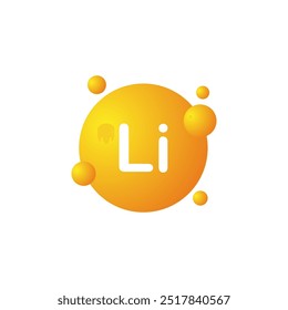 Lithium molecule icon. Molecule of Lithium. Li element. Chemistry and scientific research concept