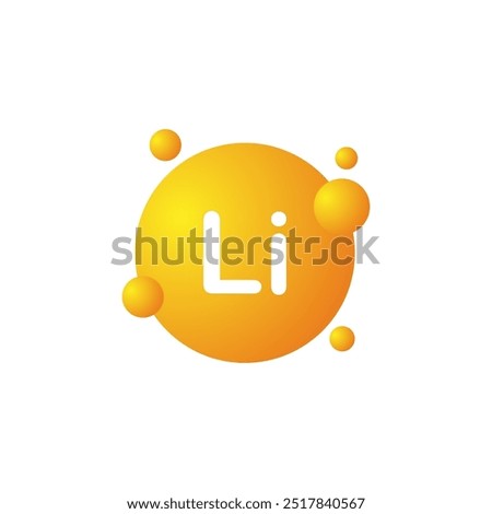 Lithium molecule icon. Molecule of Lithium. Li element. Chemistry and scientific research concept