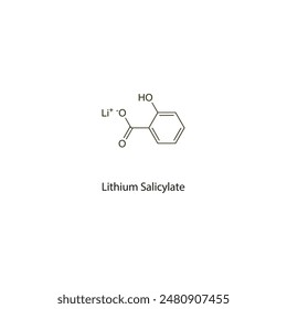 Lithium Salicylate flat skeletal molecular structure NSAID drug used in Pain treatment. Vector illustration scientific diagram.