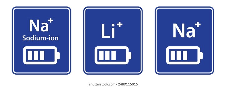 Lithium Sodium ion battery Na+ icon energy storage symbol