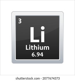 lithium symbol. Chemical element of the periodic table. Vector stock illustration.