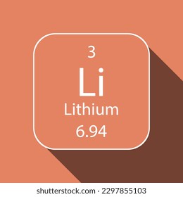 Lithium symbol with long shadow design. Chemical element of the periodic table. Vector illustration.
