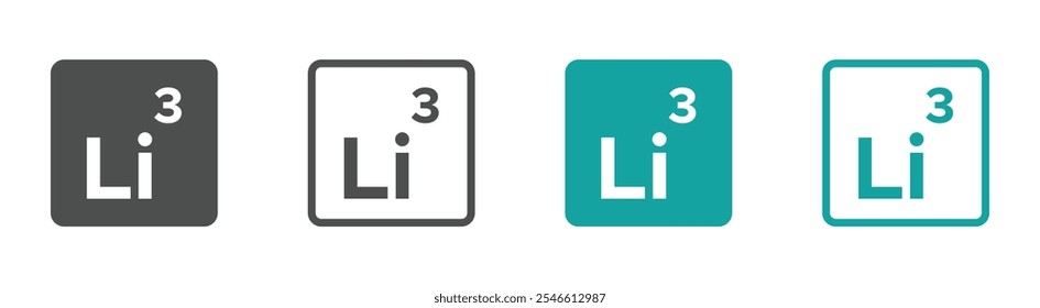 Lithium vector icons collection. Lithium icon