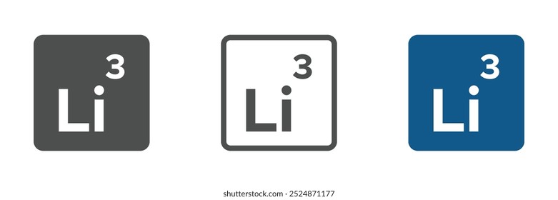 Lithium vector icons set. Lithium icon