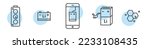 Lithium-ion battery modern icon set, smartphone accu concept, li-ion energy outline flat style vector icons, electronic device power emblems, rechargeable accumulator symbols isolated on background