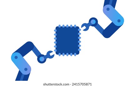 Producción de chips de litografía microchip robot brazo precisión tecnología de trabajo