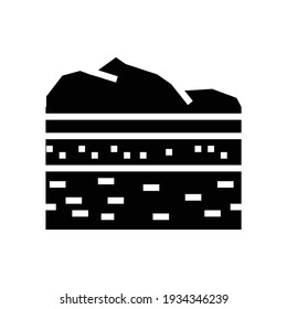 vector de icono de glifos del ecosistema de la litosfera. señal del ecosistema de la litosfera. símbolo de contorno aislado ilustración negra