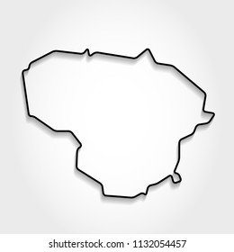 LIthuani, black outline map, shadow concept