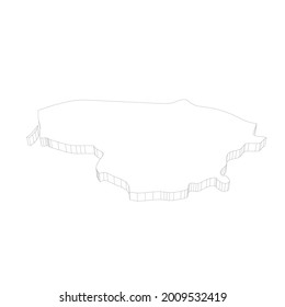 Lituania - Mapa de silueta de contorno delgado 3D negro de la zona del país. Ilustración vectorial plana simple