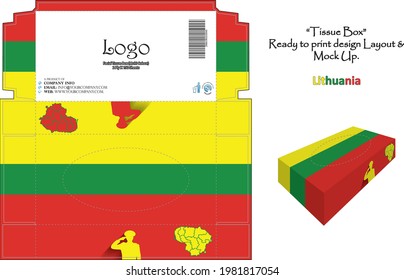 Lithuania - 3d Mockup tissue box Design concept national flag - ready to print vector.
