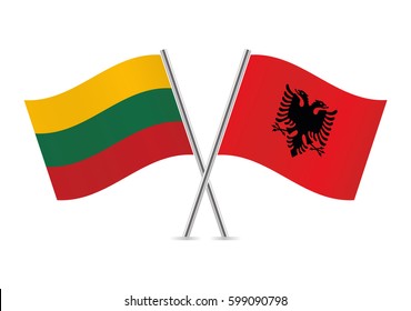 Lithuania and Albania flags. Vector illustration.