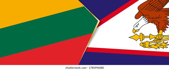 Lithuania and American Samoa flags, two vector flags symbol of relationship or confrontation.