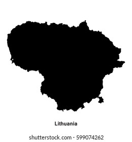 Lithuania black map,border with name of country