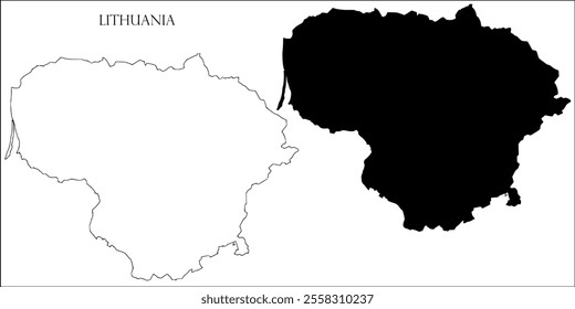 Lithuania Blank Map, Lithuania Map Outline Vector Images