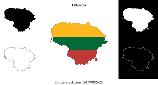 Lithuania blank outline map set