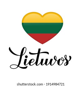Lithuania calligraphy hand lettering in Lithuanian language. Easy to edit vector template for typography poster banner, flyer, sticker, shirt, postcard, etc.