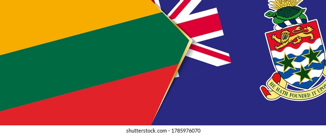 Lithuania and Cayman Islands flags, two vector flags symbol of relationship or confrontation.