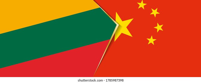 Lithuania and China flags, two vector flags symbol of relationship or confrontation.