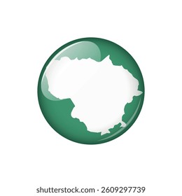 Lithuania Circle Button Country Map Vector Template
