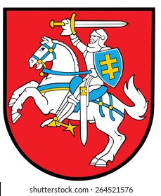 Lithuania coat of arms, seal, national emblem, isolated on white background. Vector Coat of arms of Lithuania, Original and simple Lithuania coat of arms in official colors and Proportion Correctly.  