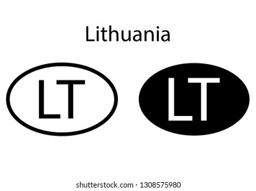 Lithuania country code icon.  Iso code country domain name.   LT - Lithuania abbreviated. vector
