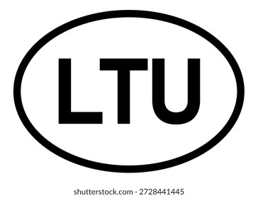 Lithuania country code LTU icon vector on a white background
Country code abbreviation oval sticker icon on a white background