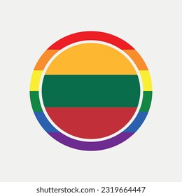 Lithuania country flag circle - lgbt flag graphic element Illustration template design
