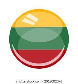 Lithuania country flag vector round and glossy