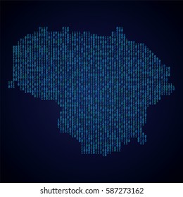 Lithuania country map made from binary code numbers.
