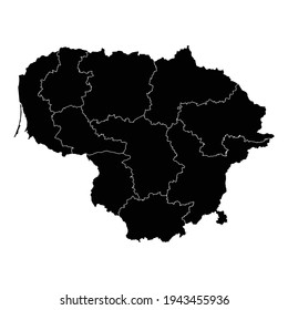 Lithuania country map vector with regional areas