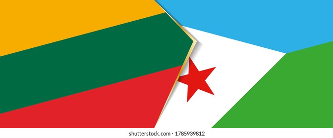 Banderas de Lituania y Djibouti, dos banderas vectoriales símbolo de relación o enfrentamiento.