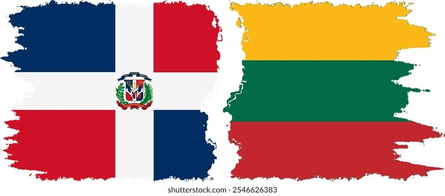 Lithuania and Dominican Republic grunge flags connection, vector